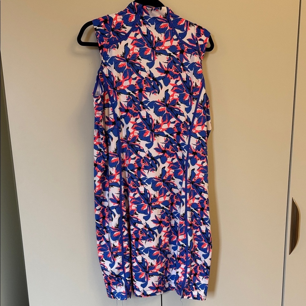 Vibrant Floral GolfMini Dress - Blue and Pink - Picture 4 of 4